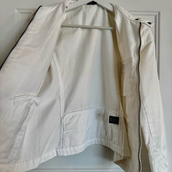 Lauren Ralph Lauren 100% Cotton White Moto Cafe Racer Jacket - Size M - Picture 5 of 10